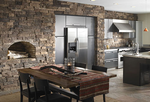 Modern Kitchen with stone and tile