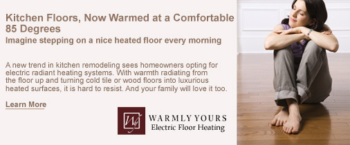 kitchen wood and heated tile floor