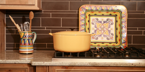 Kitchen with example of tile backsplash