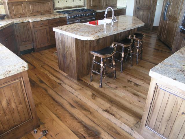 Reclaimed Wood Kitchen Flooring and Surfaces